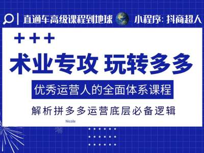 术业专攻玩转多多，优秀运营人的全面体系课程，解析拼多多运营底层必备逻辑-木木创业基地项目网