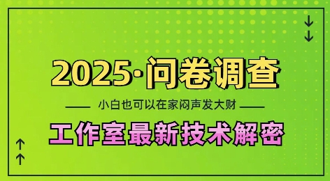 2025问卷调查最新工作室技术解密：一个人在家也可以闷声发大财，小白一天2张，可矩阵放大-木木创业基地项目网