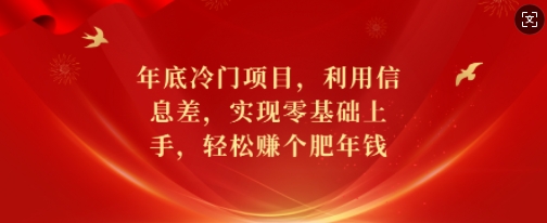 年底冷门项目，利用信息差，实现零基础上手，轻松赚个肥年钱-木木创业基地项目网