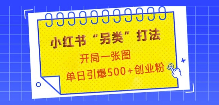 小红书“另类”打法，开局一张图，单日引爆500+精准创业粉-木木创业基地项目网