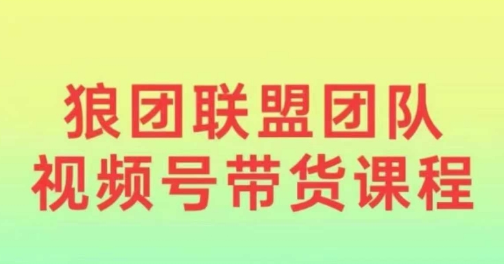 狼团联盟2024视频号带货，0基础小白快速入局视频号-木木创业基地项目网