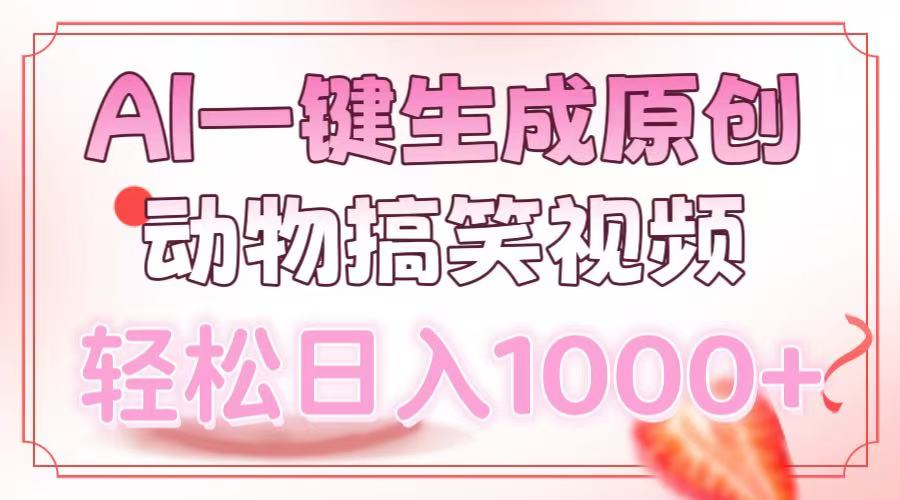 （13884期）AI一键生成原创动物搞笑视频，轻松日入1000+-木木创业基地项目网