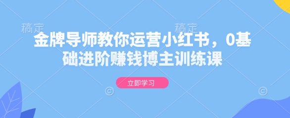 金牌导师教你运营小红书，0基础进阶赚钱博主训练课-木木创业基地项目网