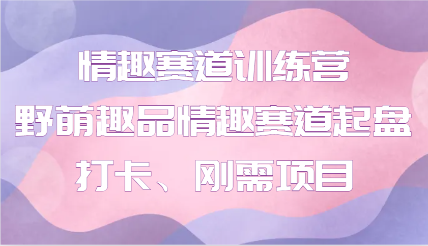 情趣赛道训练营 野萌趣品情趣赛道起盘打卡、刚需项目-木木创业基地项目网