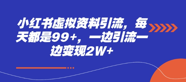 小红书虚拟资料引流，每天都是99+，一边引流一边变现2W+-木木创业基地项目网