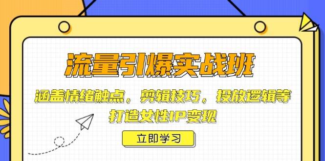 流量引爆实战班，涵盖情绪触点，剪辑技巧，投放逻辑等，打造女性IP变现-木木创业基地项目网