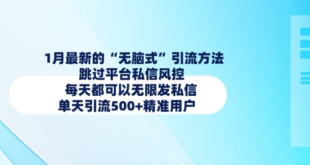 1月最新的无脑式引流方法，跳过平台私信风控，每天都可以无限发私信，单天引流500+精准用户-木木创业基地项目网