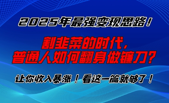 2025年最强变现思路，割韭菜的时代， 普通人如何翻身做镰刀？-木木创业基地项目网