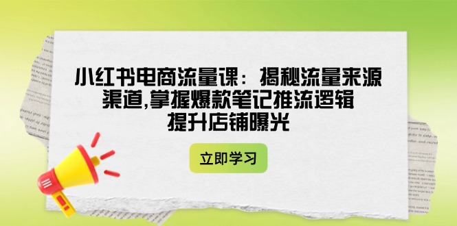 （14318期）小红书电商流量课：揭秘流量来源渠道,掌握爆款笔记推流逻辑,提升店铺曝光-木木创业基地项目网