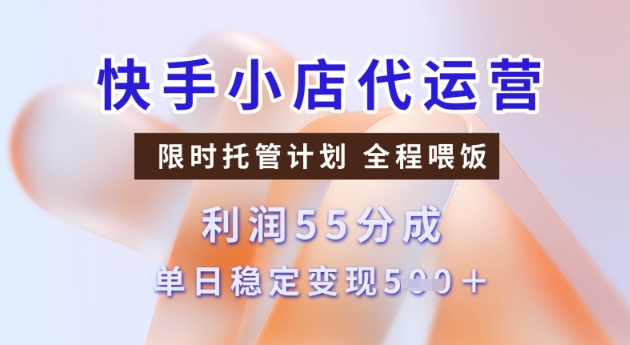 快手小店代运营3.0，模式新升级，收益55分，稳定单日5张-木木创业基地项目网