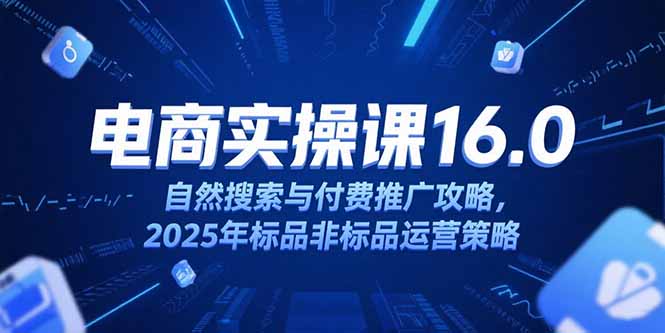 （15262期）淘宝电商运营课16.0，自然搜索与付费推广攻略，2025年标品非标品运营策略-木木创业基地项目网