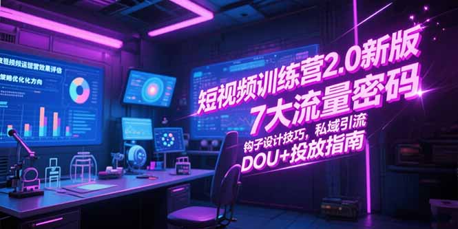 （15255期）短视频训练营2.0新版，7大流量密码/钩子设计技巧/私域引流/DOU+投放指南-木木创业基地项目网