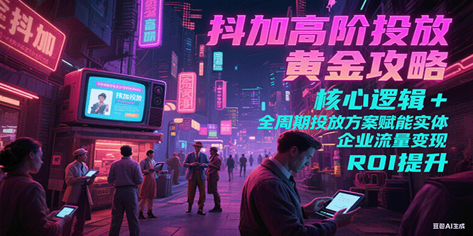 抖加高阶投放黄金攻略：核心逻辑全周期投放方案赋能实体企业流量变现 ROI 提升-木木创业基地项目网