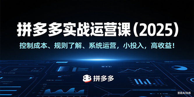 拼多多实战运营课（2025），控制成本、规则了解、系统运营，小投入，高收益！-木木创业基地项目网