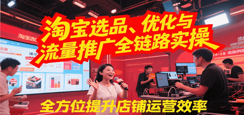 淘宝选品、优化与流量推广全链路实操，全面提升店铺运营效率-木木创业基地项目网