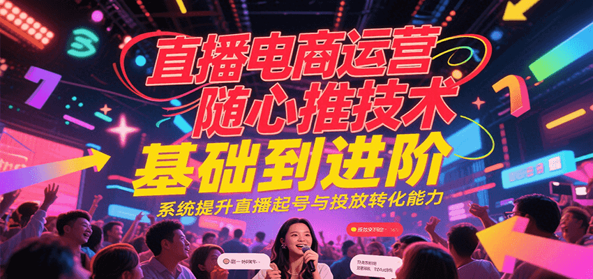 直播电商运营随心推投放技术基础到进阶，系统提升直播起号与投放转化能力-木木创业基地项目网