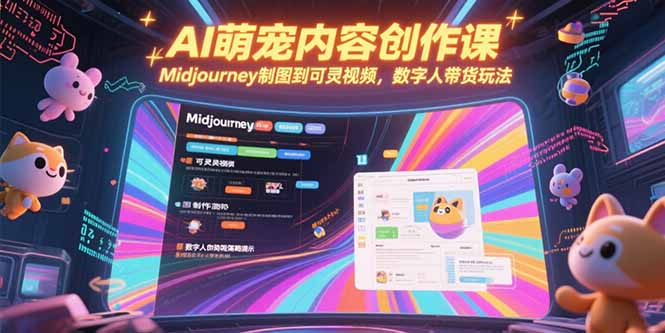 （15311期）AI萌宠内容创作课，Midjourney制图到可灵视频，数字人带货玩法-木木创业基地项目网
