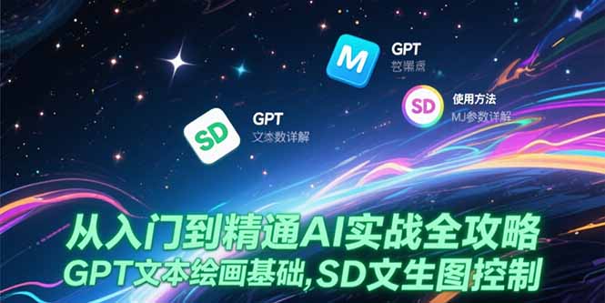 （15309期）从入门到精通AI实战全攻略，GPT文本绘画基础，MJ参数详解，SD文生图控制-木木创业基地项目网